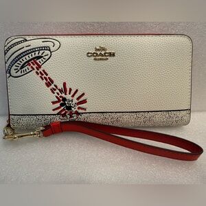 Coach x Disney x Keith Haring UFO Mickey Zip Around Accordion Wallet Wristlet